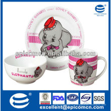 Cérémonie de vaisselle en céramique pour enfants populaire avec décoration d&#39;éléphants